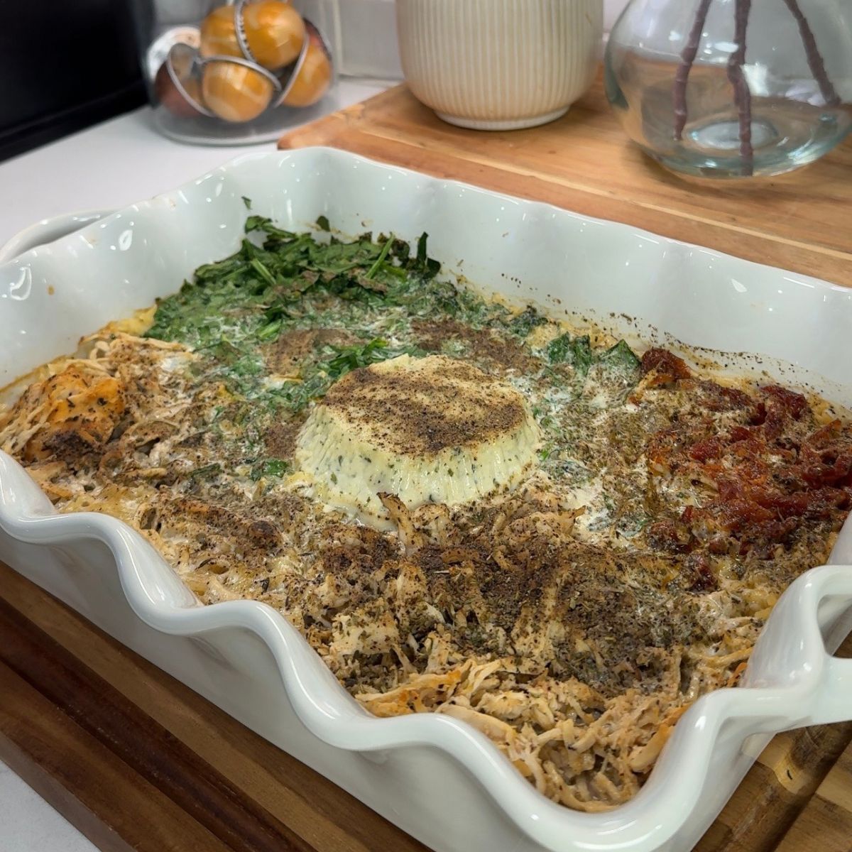 cooked marry me chicken pasta bake