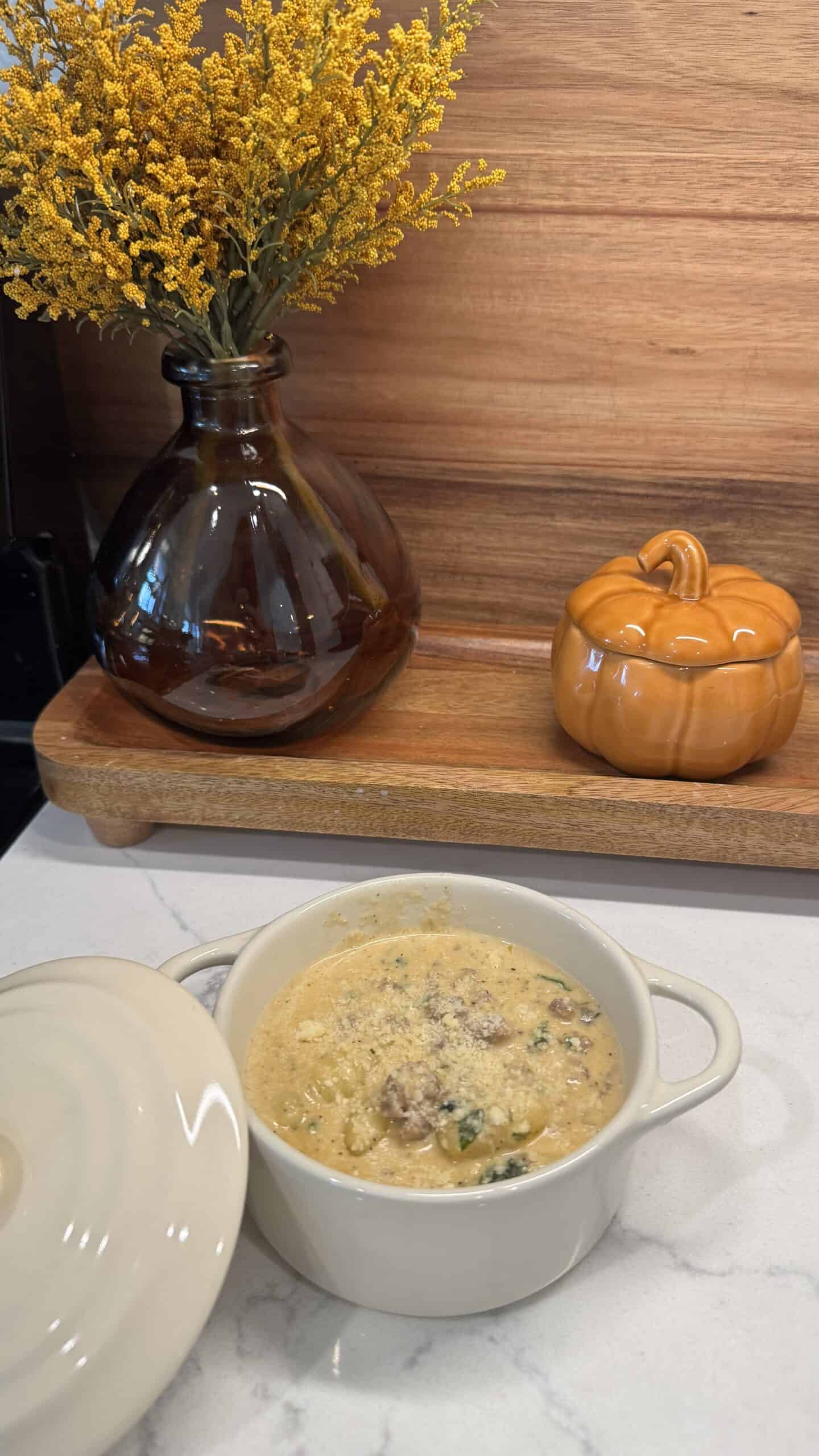 italian sausage gnocchi soup in a bowl