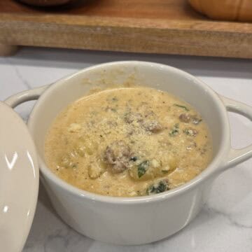 italian sausage gnocchi soup in bowl