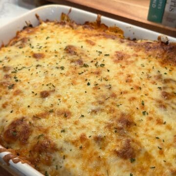 million dollar pasta bake in casserole pan