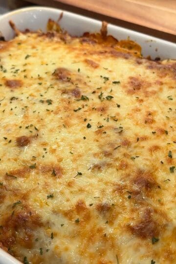 million dollar pasta bake in casserole pan