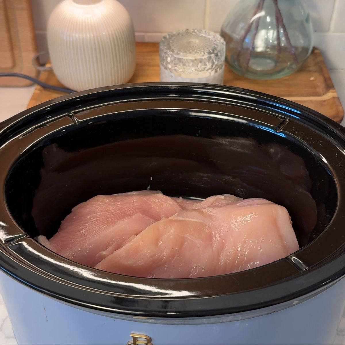 raw chicken breast in slow cooker