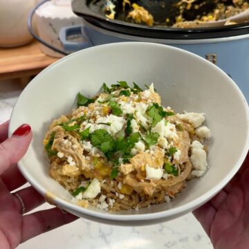 slow cooker salsa chicken in bowl