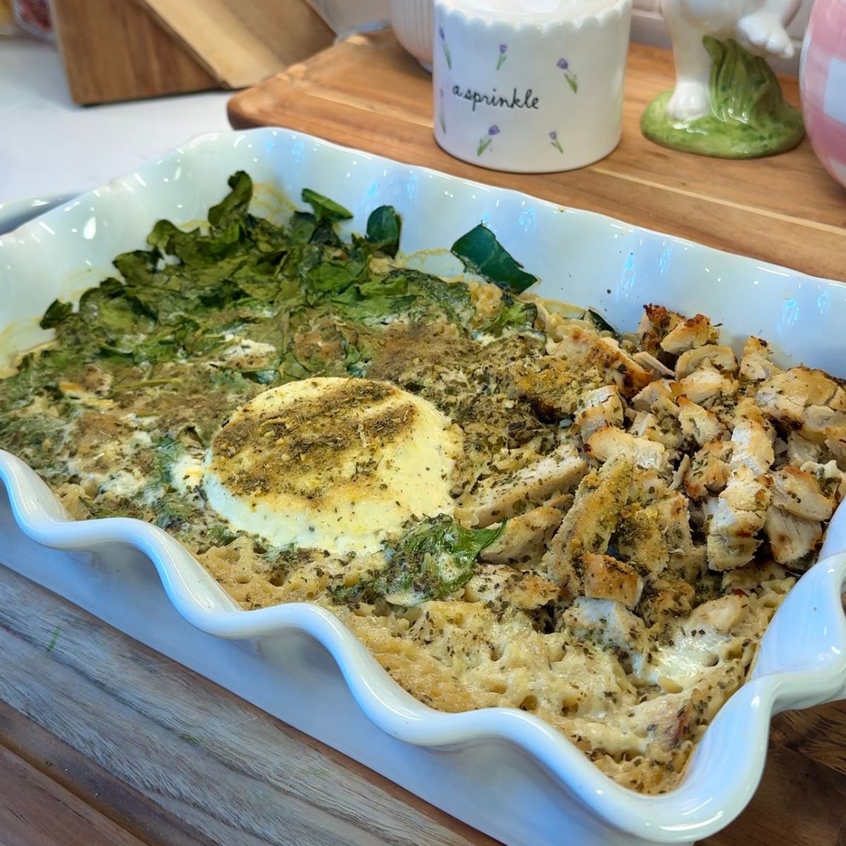 cooked chicken orzo dish