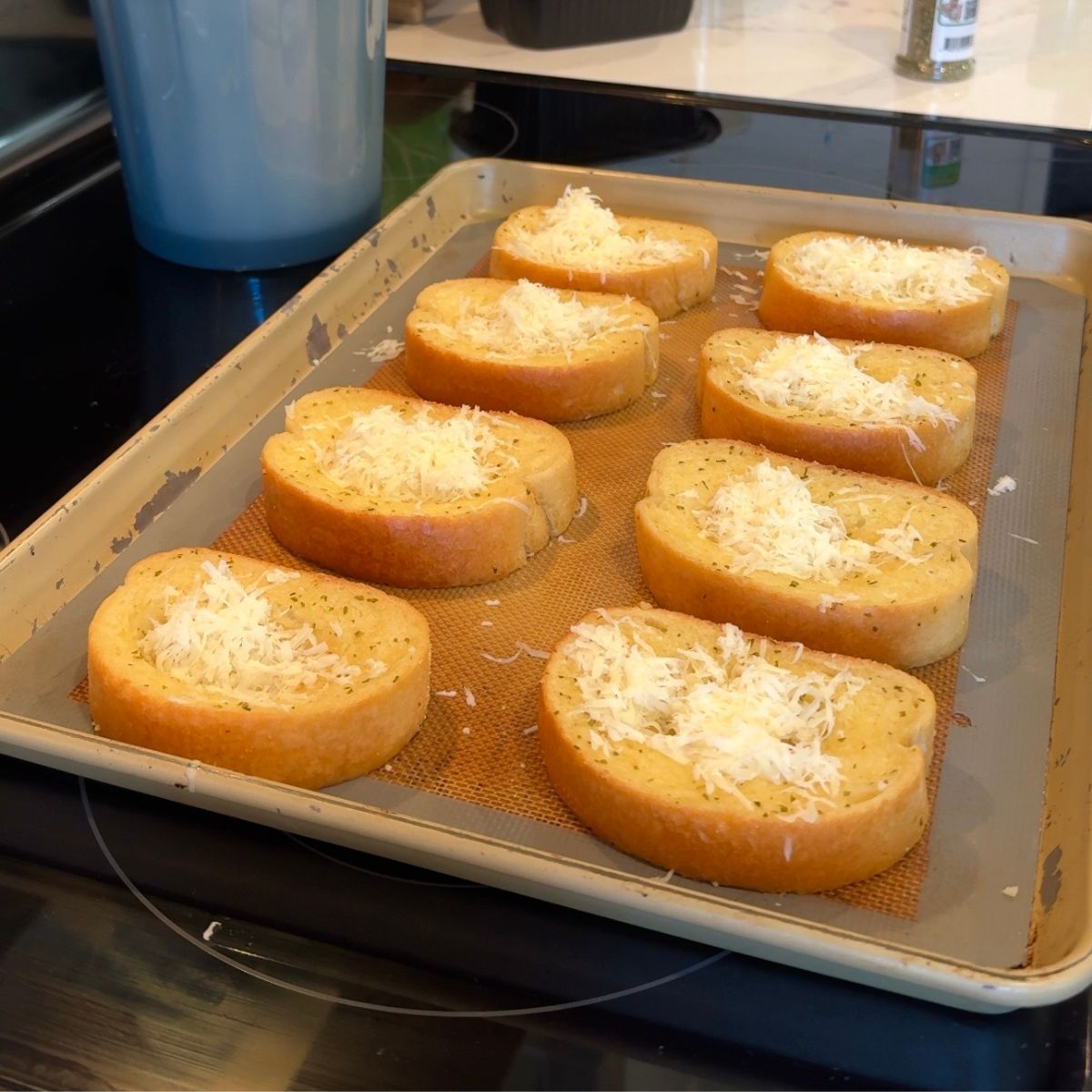 cheese on texas toast on tray