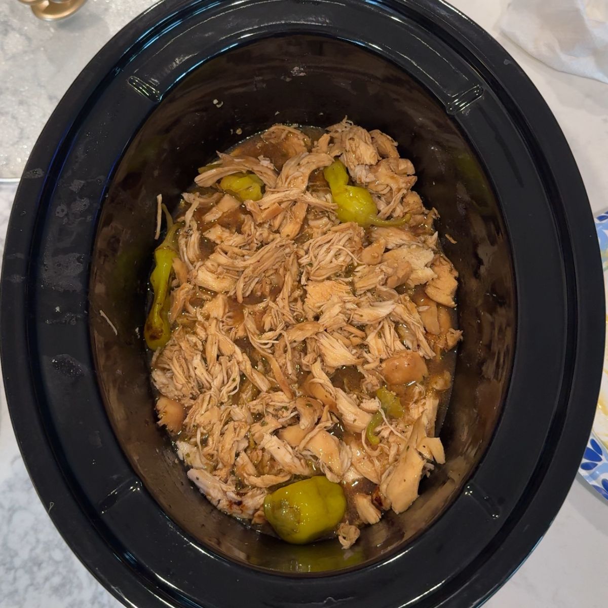 cooked shredded chicken in crockpot 
