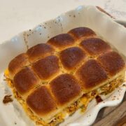 chicken bacon ranch sliders on white pan